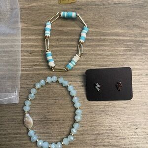 Beaded Bracelets & Lightening Bolt Earrings